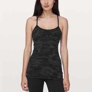 Lululemon power y tank built-in shelf bra camo multi grey